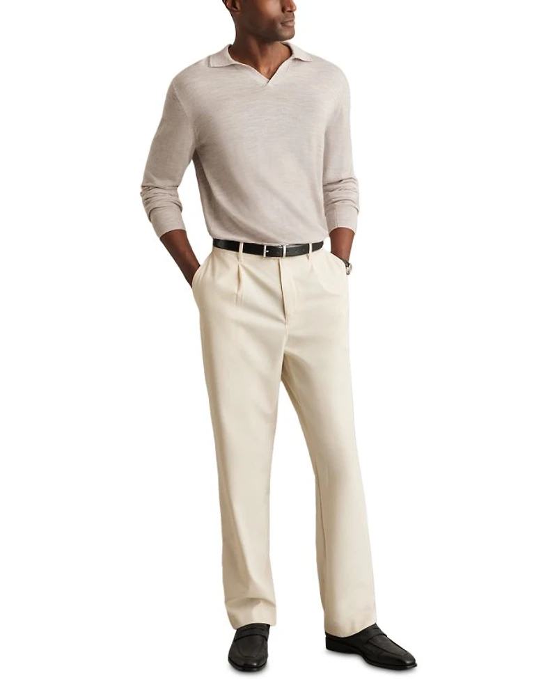 Open Collar Wool Polo Sweater
