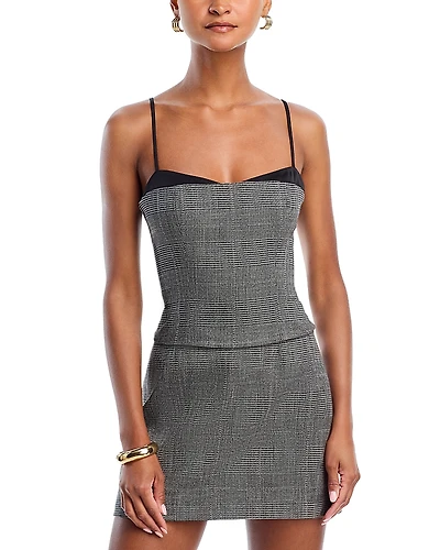 French Connection Owen Plaid Suiting Strappy Corset Top