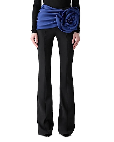 Carolina Herrera Draped Waist Rosette Bootcut Pants