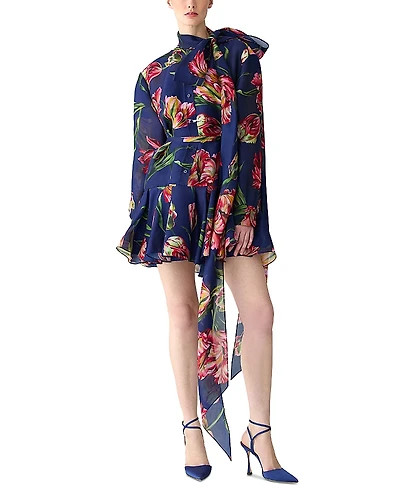 Carolina Herrera Silk Floral Print Mini Dress