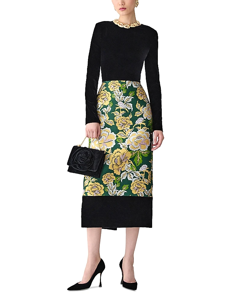 Carolina Herrera Mixed Media Midi Dress