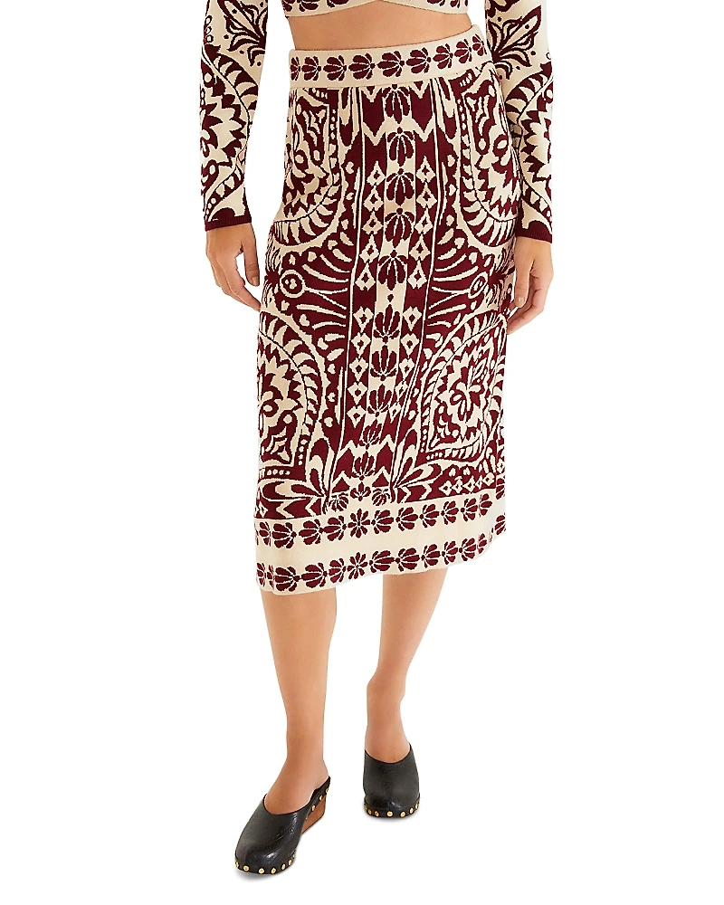 Farm Rio Pineapple Love Knit Midi Skirt