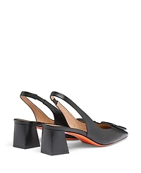 Women's Leather Mid-Heel Slingback