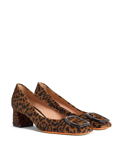 Santoni Women's Animal-Print Cavallino Mid-Heel Pump