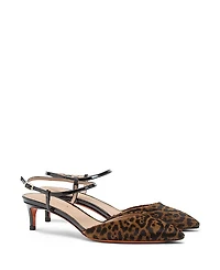 Santoni Women's Animal-Print Cavallino Mid-heel Slingback