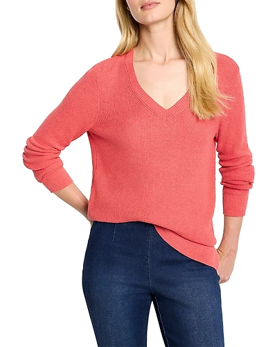 Nic+Zoe Waffle Stitch V Neck Sweater