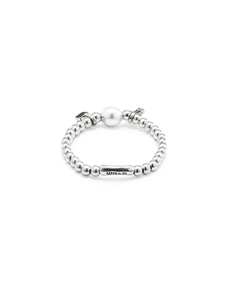 Sterling Silver Plated Beaded with A Pearl Bracelet
