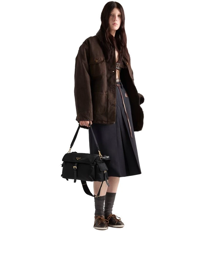 Explore Large Re-Nylon Shoulder Bag With Flap