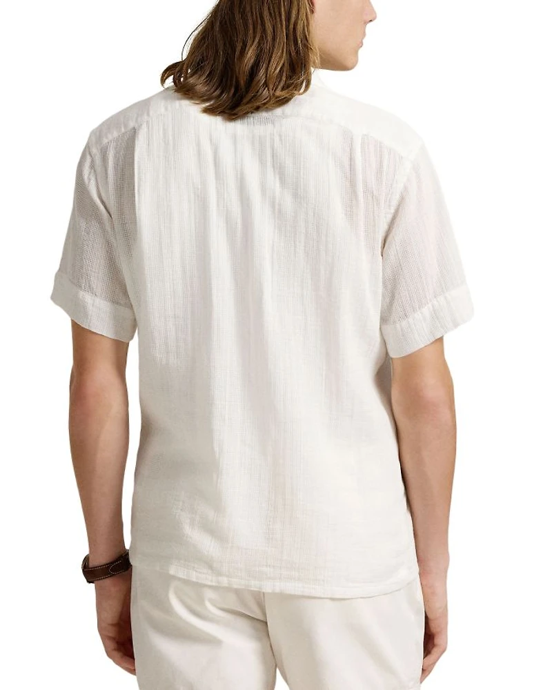 Classic Fit Basket Weave Camp Shirt