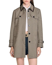 Sandro Houndstooth Trench Coat