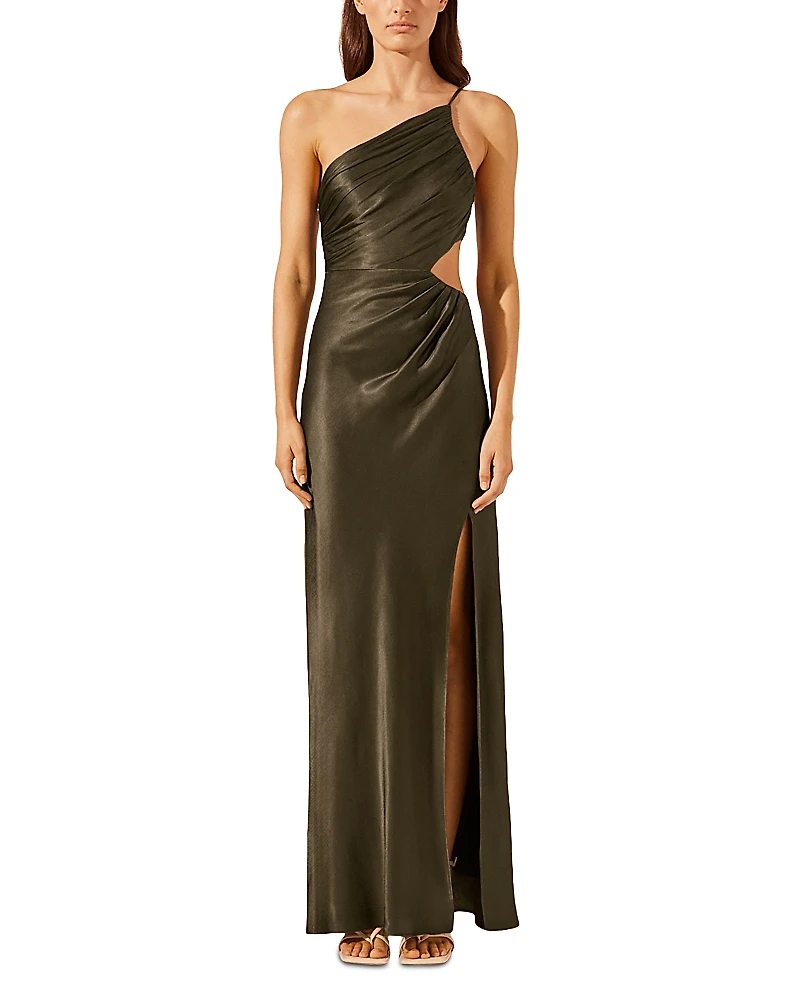 Shona Joy La Lune Asymmetric Gathered Maxi Dress