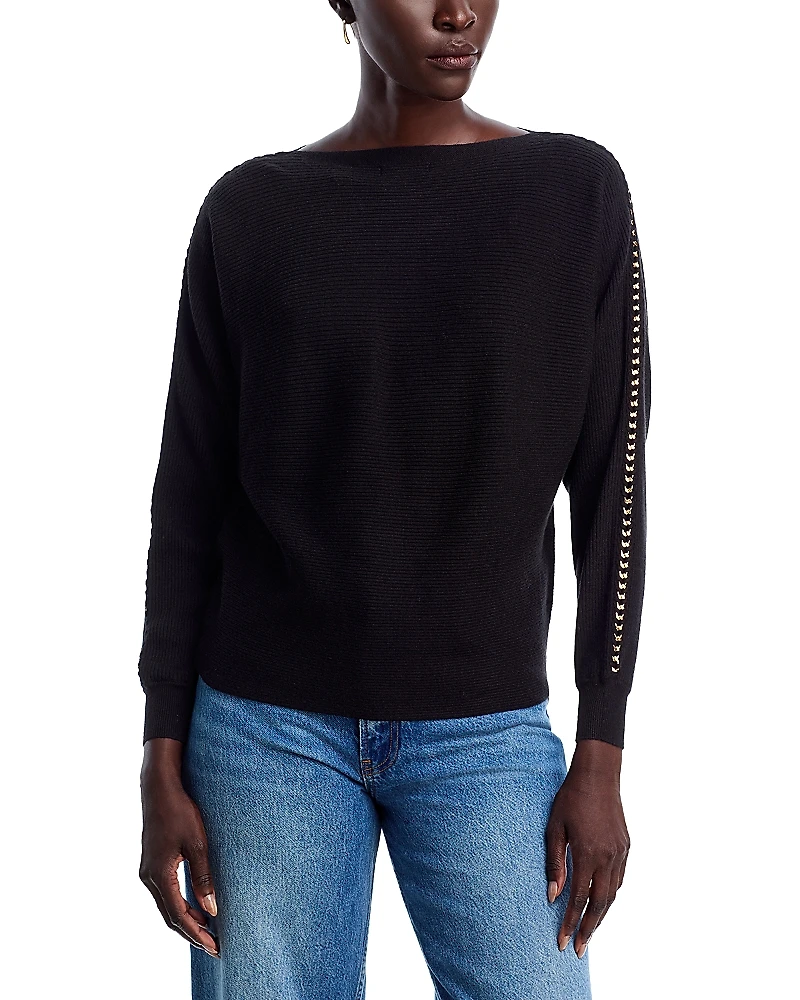 T Tahari Long Dolman Sleeve Boat Neck Sweater