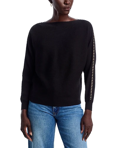 T Tahari Long Dolman Sleeve Boat Neck Sweater
