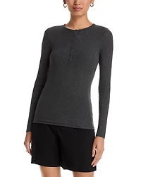 Atm Heathered Modal Rib Long Sleeve Henley Top