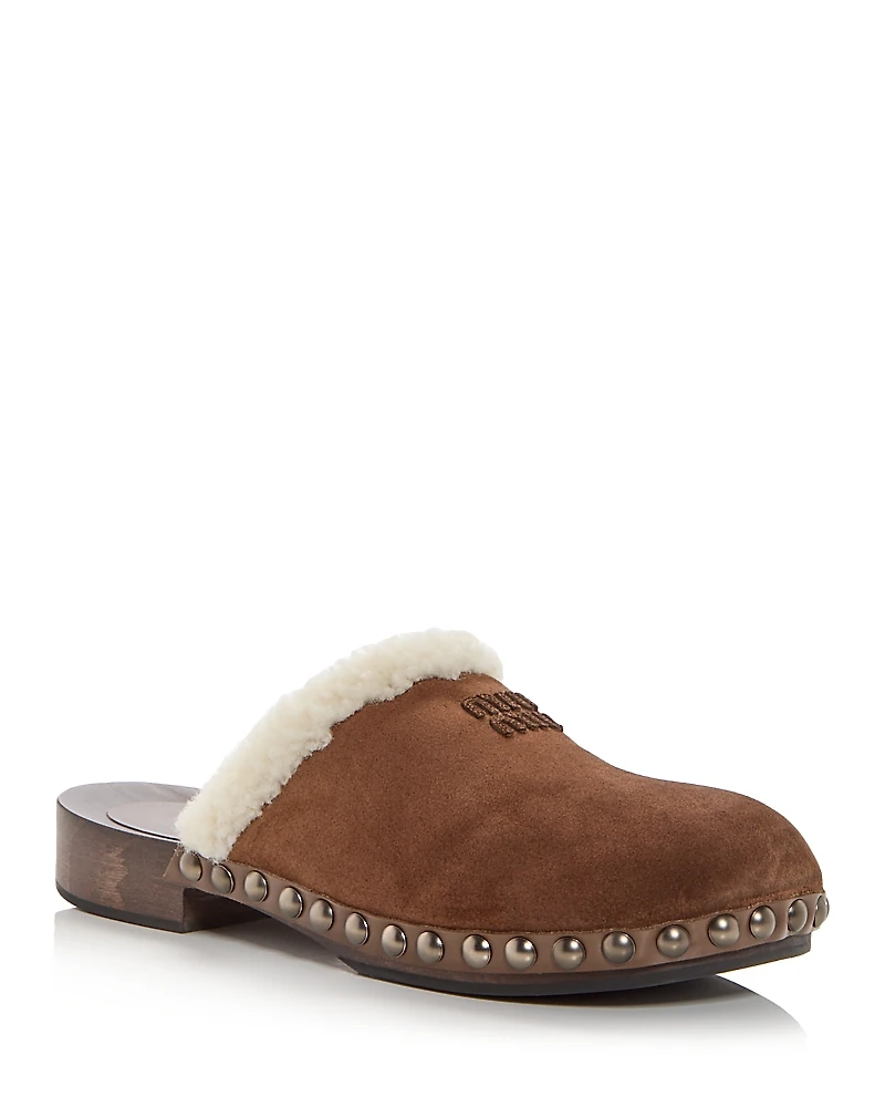 Miu Women's Moccasters Shearling Clogs