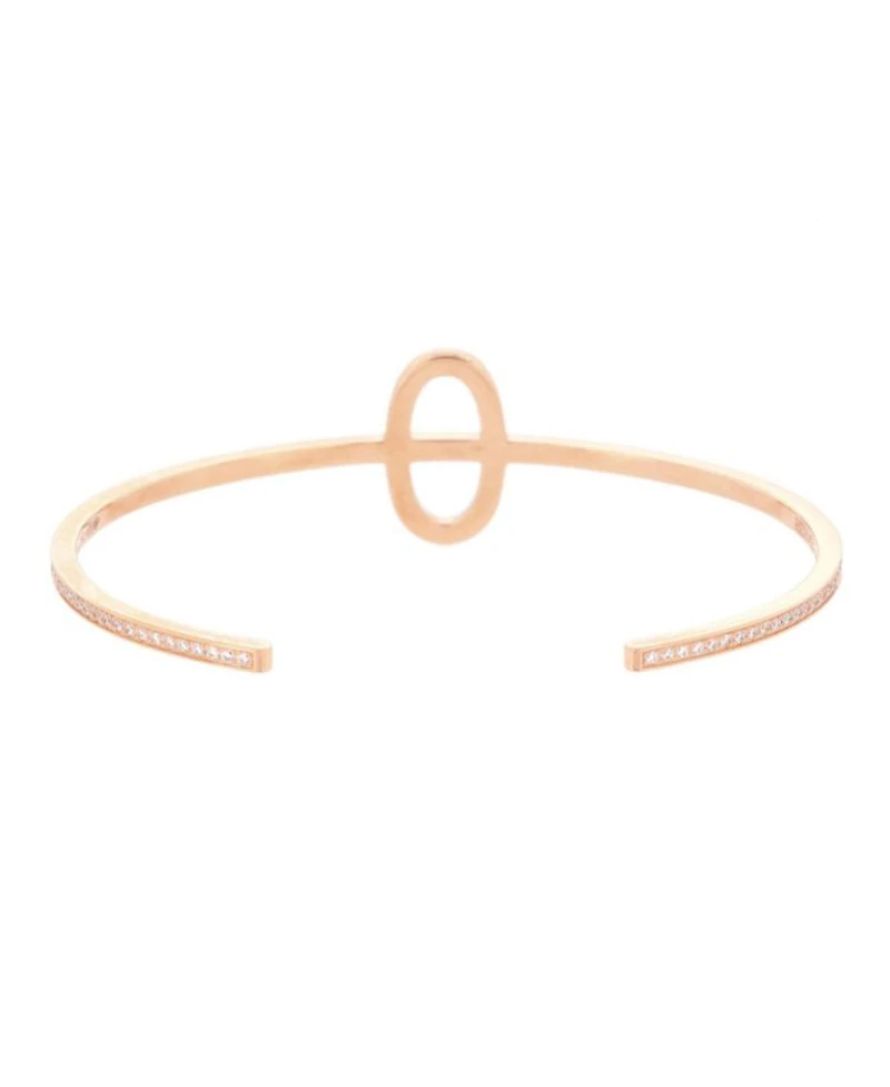 Chaine d'Ancre Contour Cuff Bracelet 18K Rose Gold with Diamonds