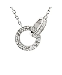 Pre-Owned Cartier Love Interlocking Pave Necklace 18K White Gold and Diamonds
