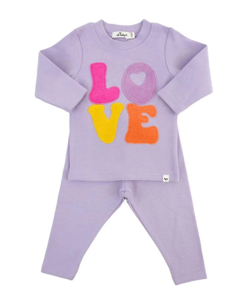 Girls' Cotton Candy Love Terry Applique 2-Piece Set - Baby