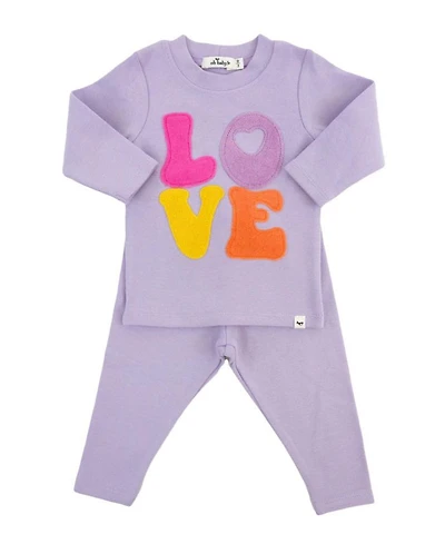 Girls' Cotton Candy Love Terry Applique 2-Piece Set - Baby