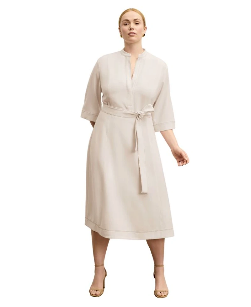 Lauleh Women's Everyday Crepe with Topstitch Dress