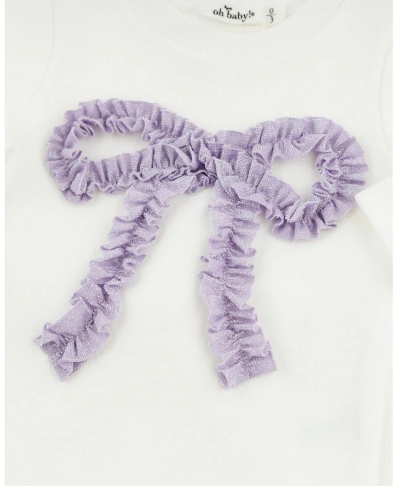 Girls' Ruffle Bow Sparkle Applique 2-Piece Top and Pant Set - Baby