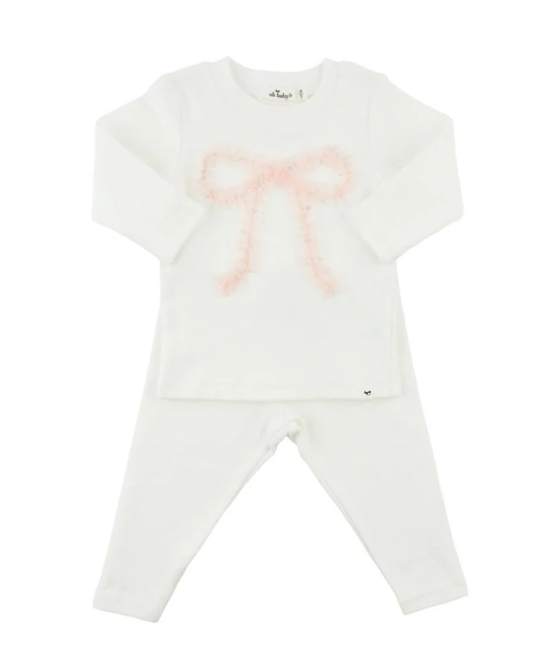 Girls' Ruffle Bow Fleck Tulle Applique Two Piece Set - Baby
