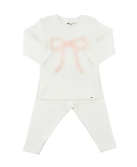 oh baby! Girls' Ruffle Bow Fleck Tulle Applique Two Piece Set - Baby