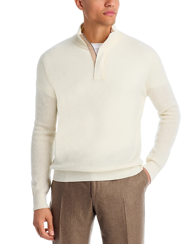 Canali Textured Quarter Zip Sweater