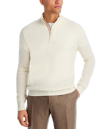 Canali Textured Quarter Zip Sweater