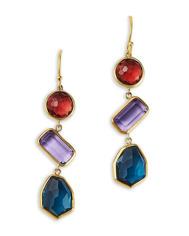 Ippolita 18K Yellow Gold Rock Candy Triple Gemstone Mixed Cut Bezel Drop Earrings - Exclusive