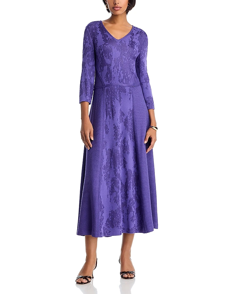 Misook V Neck Midi Dress