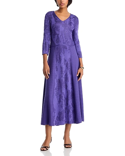 Misook V Neck Midi Dress