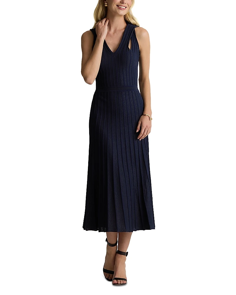 St. John Short Rowed Diagonal Welt Dress