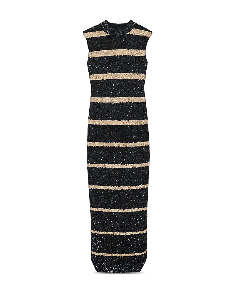 St. John Degrade Breton Stripe Sequin Dress