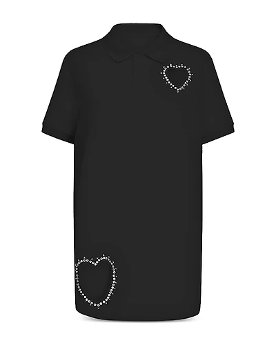 Area Crystal Heart Cutout Polo Dress