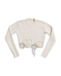 Crystal Crocheted Flower Cropped Sweater