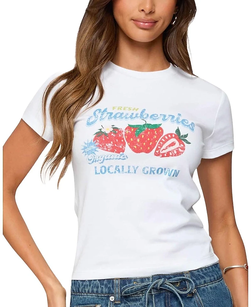 Edikted Fresh Strawberries Graphic T Shirt