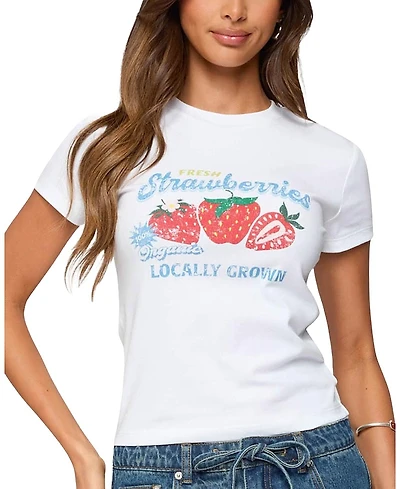 Edikted Fresh Strawberries Graphic T Shirt