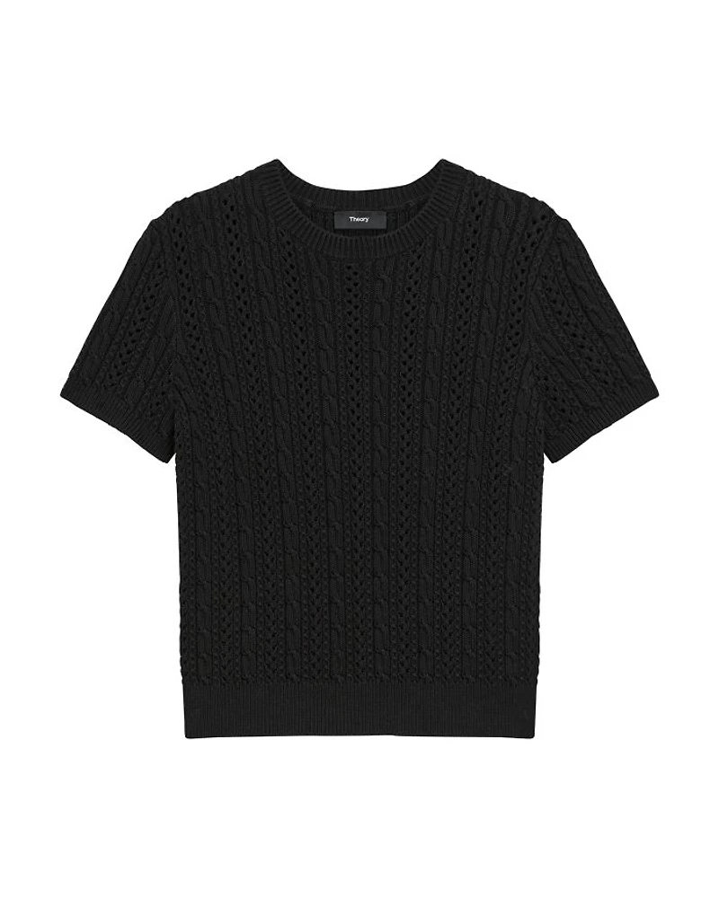 Cable Knit Short Sleeve Sweater