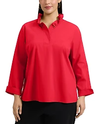 Foxcroft Plus Tammy Long Sleeve Popover Top