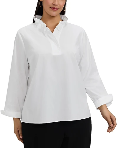 Foxcroft Plus Tammy Long Sleeve Popover Top