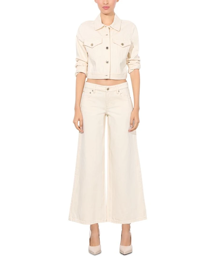 Amazing Low Rise Cropped Wide Leg Jeans Natural