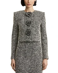 Oscar de la Renta Long Sleeve Boucle Tweed Jacket