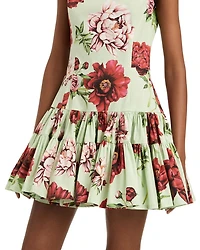 Peony Print Sleeveless Dress