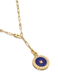 18K Rose Gold Diamond & Blue Lapis Obelisco Medallion Paperclip Necklace, 19"