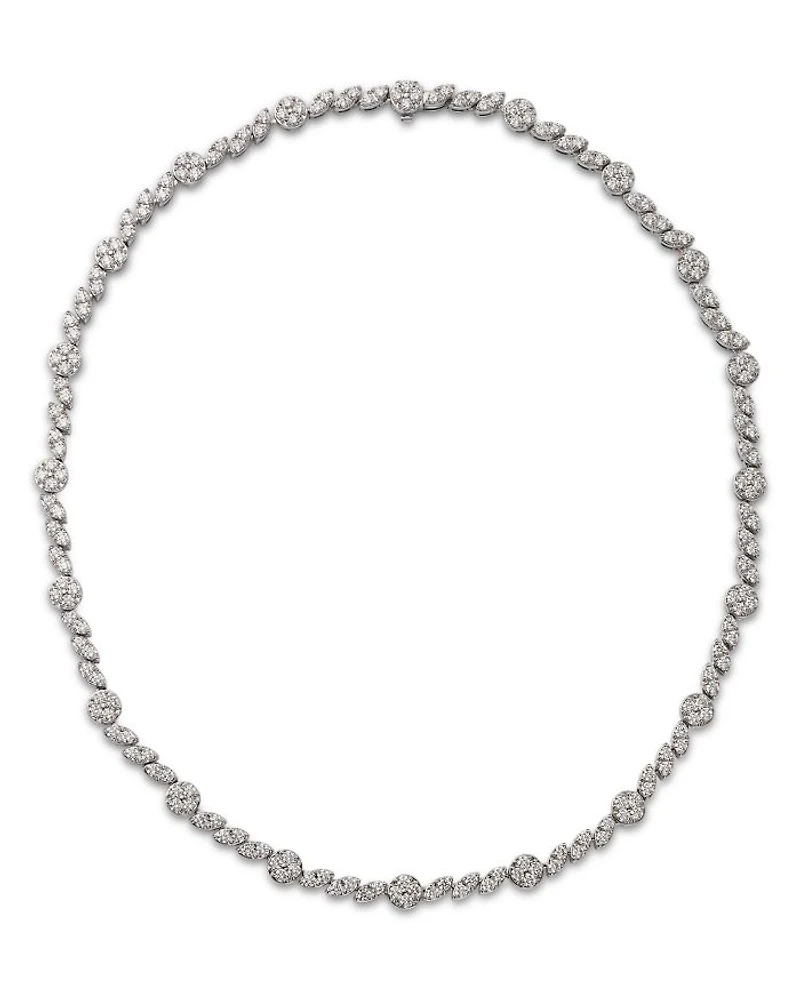 18K White Gold Diamond Marquesa Collar Necklace, 18"