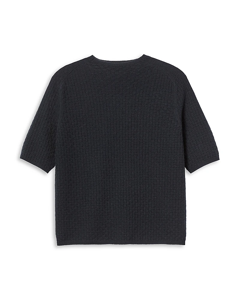 Lafayette 148 New York Cashmere Basket Stitch Saddle Funnel Neck Sweater