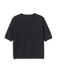 Lafayette 148 New York Cashmere Basket Stitch Saddle Funnel Neck Sweater