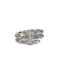 John Hardy Sterling Silver & 14K Yellow Gold Diamond Spear Triple Tier Ring