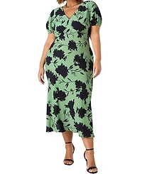Live Unlimited Floral Print Puff Sleeve Midi Dress